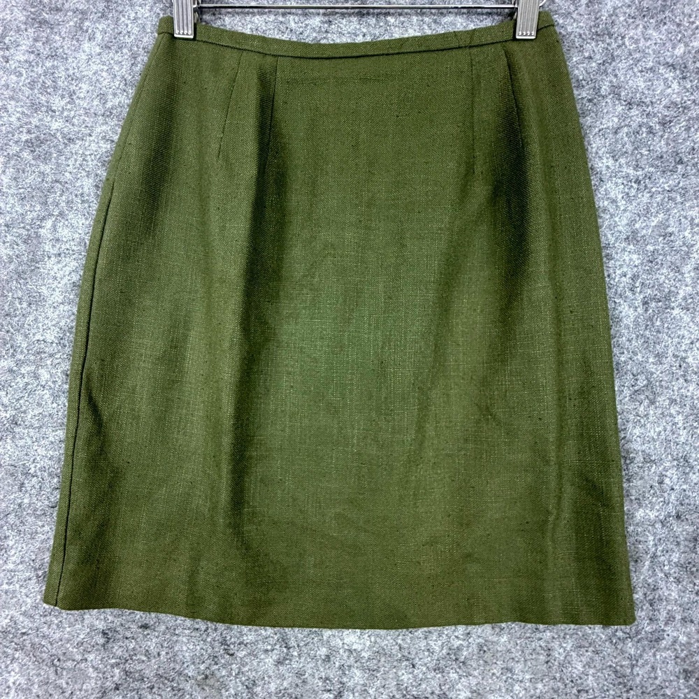 Michele Pencil Skirt Womens 8P Olive Green Vintage Office Career Retro Lined